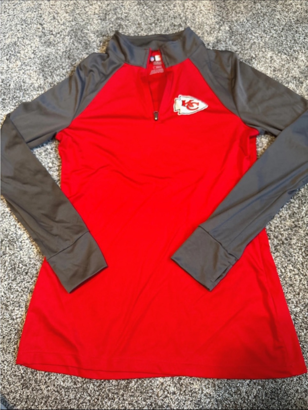 Kansas City Chiefs Red & Gray Women's Quarter-Zip Long Sleeve Top